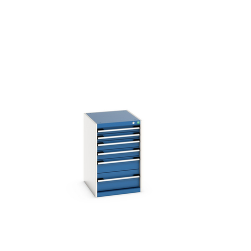 bott Schubladenschrank cubio Grundfläche 525x650 mm, 6 Schublade(n), RAL7035 Lichtgrau/RAL5010 Enzianblau
