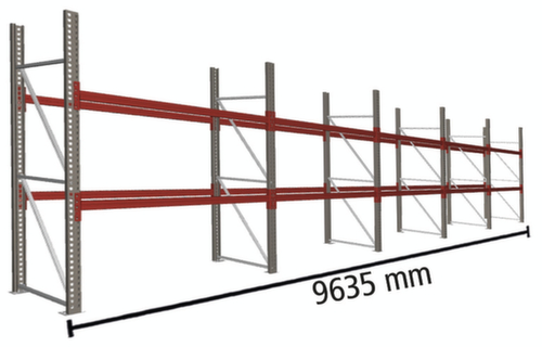 META Palettenregal MULTIPAL für 30 Paletten, 9635 mm breit, 3 Lagerebenen