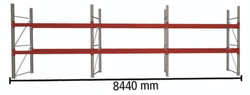 META Palettenregal MULTIPAL für 27 Paletten, 8440 mm breit, 2 Lagerebenen