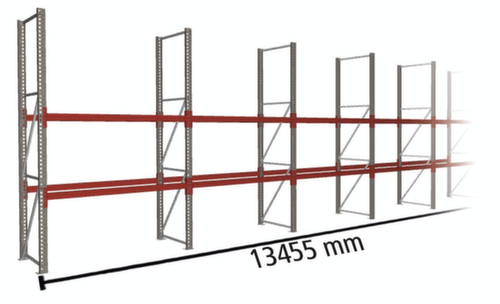 META Palettenregal MULTIPAL für 42 Paletten, 13455 mm breit, 3 Lagerebenen