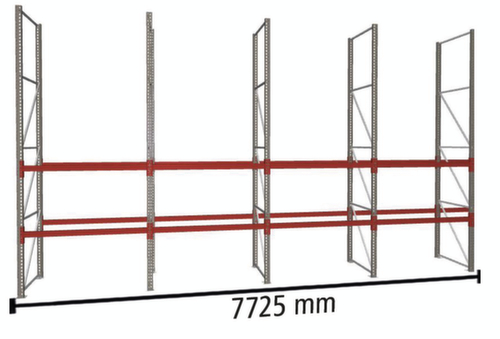 META Palettenregal MULTIPAL für 24 Paletten, 7725 mm breit, 3 Lagerebenen