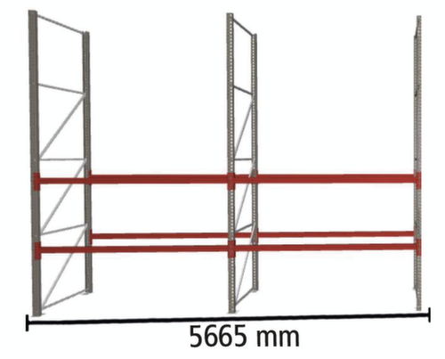 META Palettenregal MULTIPAL für 18 Paletten, 5665 mm breit, 3 Lagerebenen