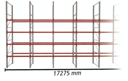META Palettenregal MULTIPAL für 90 Paletten, 17275 mm breit, 5 Lagerebenen