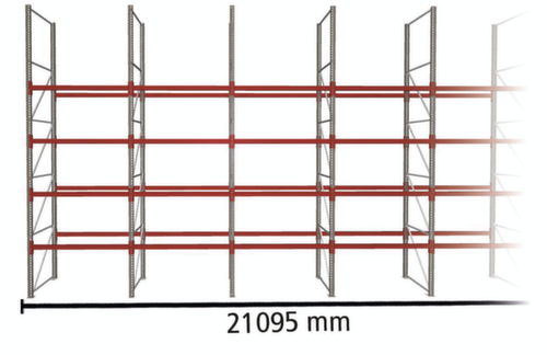 META Palettenregal MULTIPAL für 110 Paletten, 21095 mm breit, 5 Lagerebenen