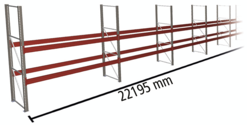 META Palettenregal MULTIPAL für 72 Paletten, 22195 mm breit, 3 Lagerebenen