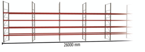 META Palettenregal MULTIPAL für 140 Paletten, 26000 mm breit, 5 Lagerebenen