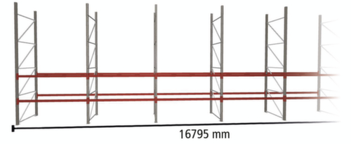 META Palettenregal MULTIPAL für 36 Paletten, 16795 mm breit, 3 Lagerebenen
