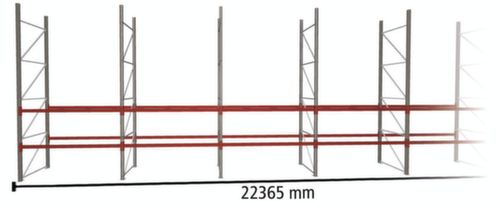 META Palettenregal MULTIPAL für 48 Paletten, 22365 mm breit, 3 Lagerebenen