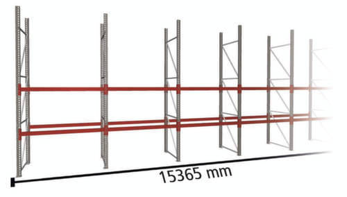 META Palettenregal MULTIPAL für 72 Paletten, 15365 mm breit, 3 Lagerebenen