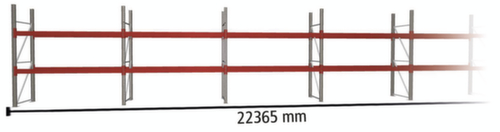 META Palettenregal MULTIPAL für 48 Paletten, 22365 mm breit, 3 Lagerebenen