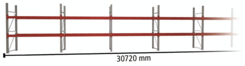 META Palettenregal MULTIPAL für 66 Paletten, 30720 mm breit, 3 Lagerebenen