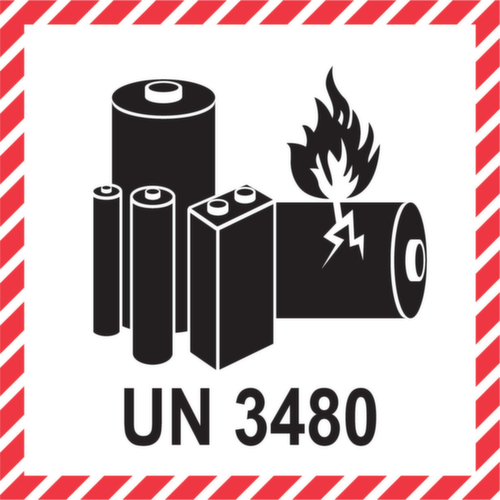Gefahrenetiketten aus Papier 100 x 100 mm: Lithium-Batterien