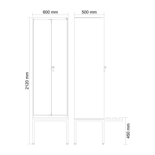 C+P Schwarz-Weiß-Spind Evolo PLUS mit Sitzbank