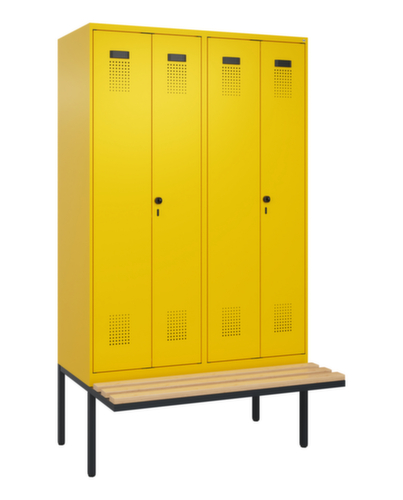 C+P Schwarz-Weiß-Spind Evolo PLUS mit Doppelabteil und Sitzbank, Abteilbreite 300 mm