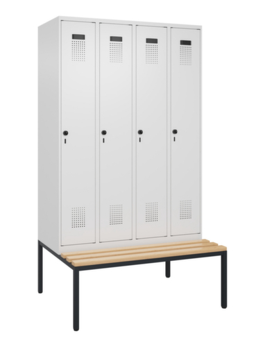 C+P Schwarz-Weiß-Spind Evolo PLUS mit Sitzbank, Abteilbreite 300 mm