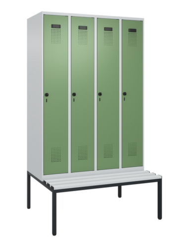 C+P Schwarz-Weiß-Spind Evolo PLUS mit Sitzbank, Abteilbreite 300 mm