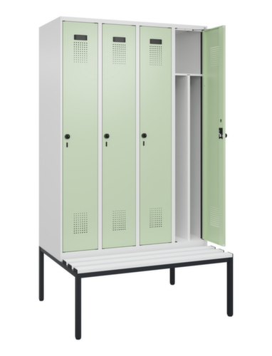 C+P Schwarz-Weiß-Spind Evolo PLUS mit Sitzbank, Abteilbreite 300 mm