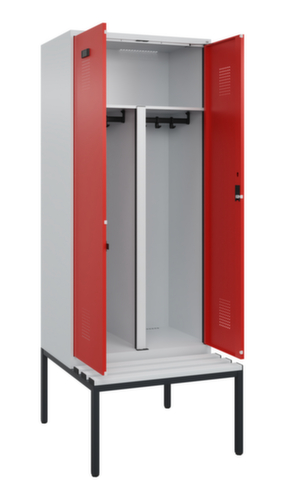 C+P PSA-Spind Evolo PLUS für Schwarz-Weiß-Trennung mit Sitzbank, Abteilbreite 400 mm