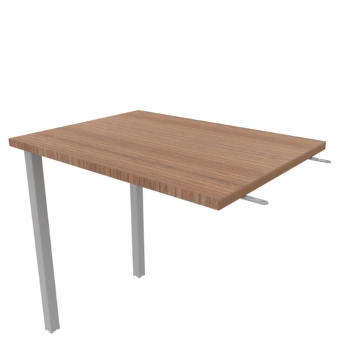 Quadrifoglio Anbautisch Practika für Schreibtisch mit 4-Fußgestell, Breite x Tiefe 800 x 600 mm, Platte Nuss Canaletto