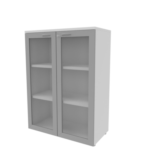Quadrifoglio Glastürenschrank Practika, 3 Ordnerhöhen, Korpus weiß