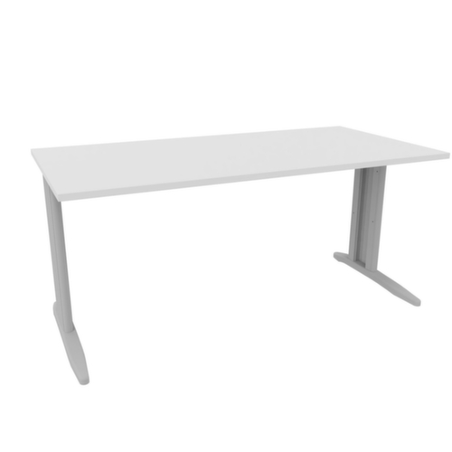 Quadrifoglio Schreibtisch Practika mit C-Fußgestell, Breite x Tiefe 1600 x 800 mm, Platte weiß