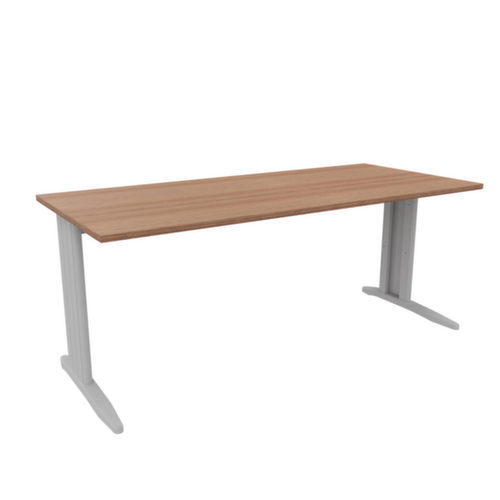 Quadrifoglio Schreibtisch Practika mit C-Fußgestell, Breite x Tiefe 1800 x 800 mm, Platte Nuss Canaletto