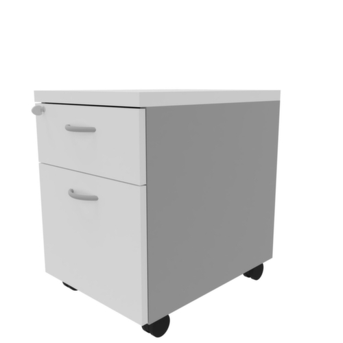 Quadrifoglio Rollcontainer Practika mit HR-Auszug, 1 Schublade(n), alu/weiß