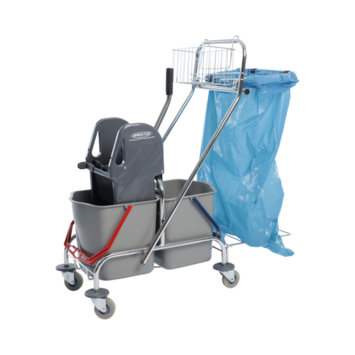 Universal-Nasswischwagen-Set, 2x17 l Eimer in grau/blau/rot