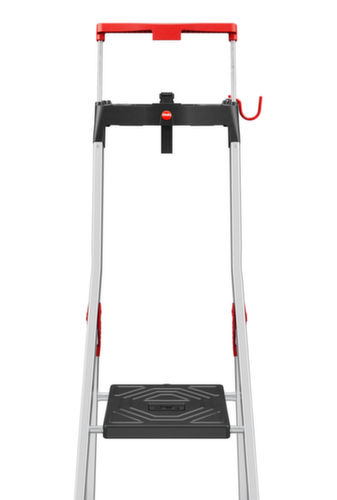 Hailo Einseitige Stufenleiter TopLine L100 mit ausziehbarem Sicherheitsbügel, 4 extra tiefe Riffelblechstufen