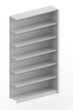 META Büroregal Anbaufeld, Breite 1256 mm, 6 OH, RAL7035 Lichtgrau