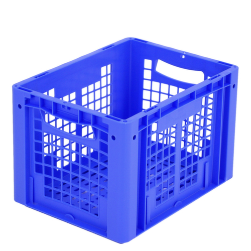 BITO Euronorm-Stapelbehälter mit Doppelrippenboden + Wände + Boden durchbrochen, blau, Inhalt 24 l