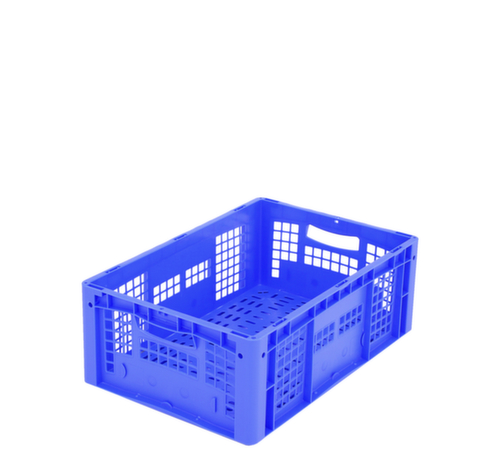BITO Euronorm-Stapelbehälter mit Doppelrippenboden + Wände + Boden durchbrochen, blau, Inhalt 41 l