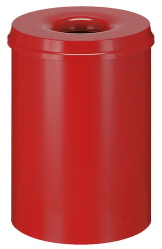 Selbstlöschender Papierkorb aus Stahl, 30 l, rot, Kopfteil rot