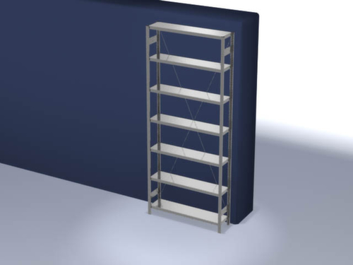 hofe Traversenregal in Standard Bauart, Höhe x Breite x Tiefe 3000 x 1360 x 335 mm, 7 Böden