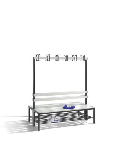 C+P Umkleidebank schwarzgrau mit Haken und PVC-Leisten