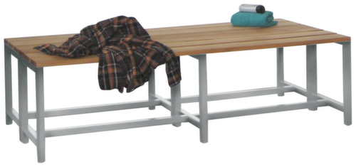 PAVOY Umkleidebank Basis lichtgrau mit Holzleisten