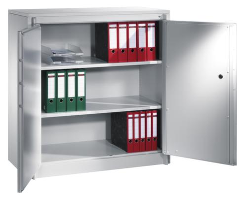 C+P Büro-Sicherheitsschrank lichtgrau mit Abdeckplatte aus Holz