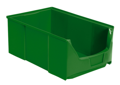 Stapelbarer Sichtlagerkasten Futura mit tiefer Eingrifföffnung, grün, Tiefe 510 mm