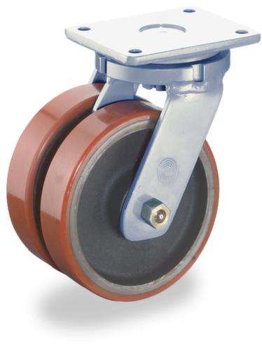 BS-ROLLEN Zwillings-Schwerlastrolle, Traglast 1100 kg, Polyurethan-Bereifung