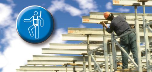 Gebotsschild Auffanggurt anlegen, Wandschild