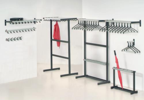 van Esch Wandgarderobe mit Mantelhaken, mit 3 Mantelhaken, alu/RAL9005 Tiefschwarz