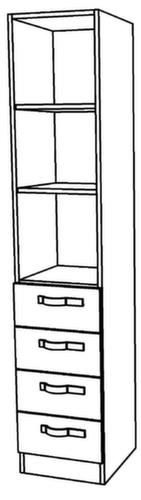 Kombi-Schraubregal Up and Down mit Schubladen, 3 Regalfächer, Breite 406 mm, Buche/Buche