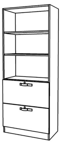 Kombi-Schraubregal Up and Down mit HR-Auszügen, 3 Regalfächer, Breite 800 mm, grau/grau