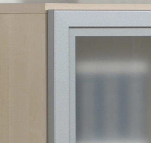 Gera Glastürenschrank Milano, 3 Ordnerhöhen, Korpus RAL7035 Lichtgrau