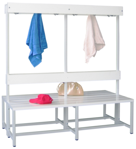 PAVOY Umkleidebank Basis RAL7035 mit Haken und Kunststoffleisten