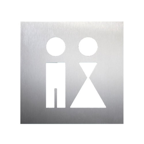 Türschild mit Piktogramm aus Edelstahl, "WC Damen/Herren"
