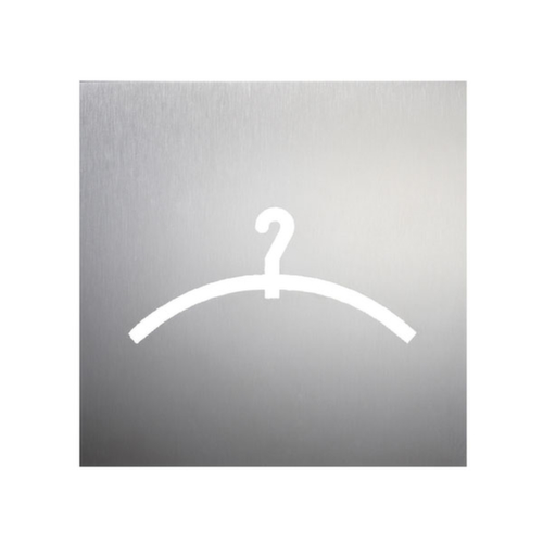 Türschild mit Piktogramm aus Edelstahl, "Garderobenbügel"