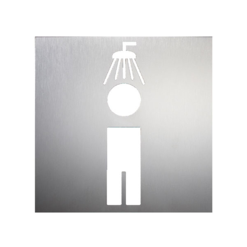Türschild mit Piktogramm aus Edelstahl, "Herrendusche"