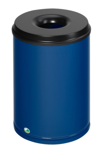 VAR Papierkorb mit Löschkopf, 50 l, RAL5010 Enzianblau, Kopfteil schwarz