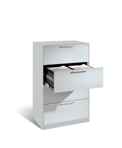 C+P Hängeregistraturschrank Asisto, 4 Auszüge, RAL9006 Weißaluminium/RAL9006 Weißaluminium